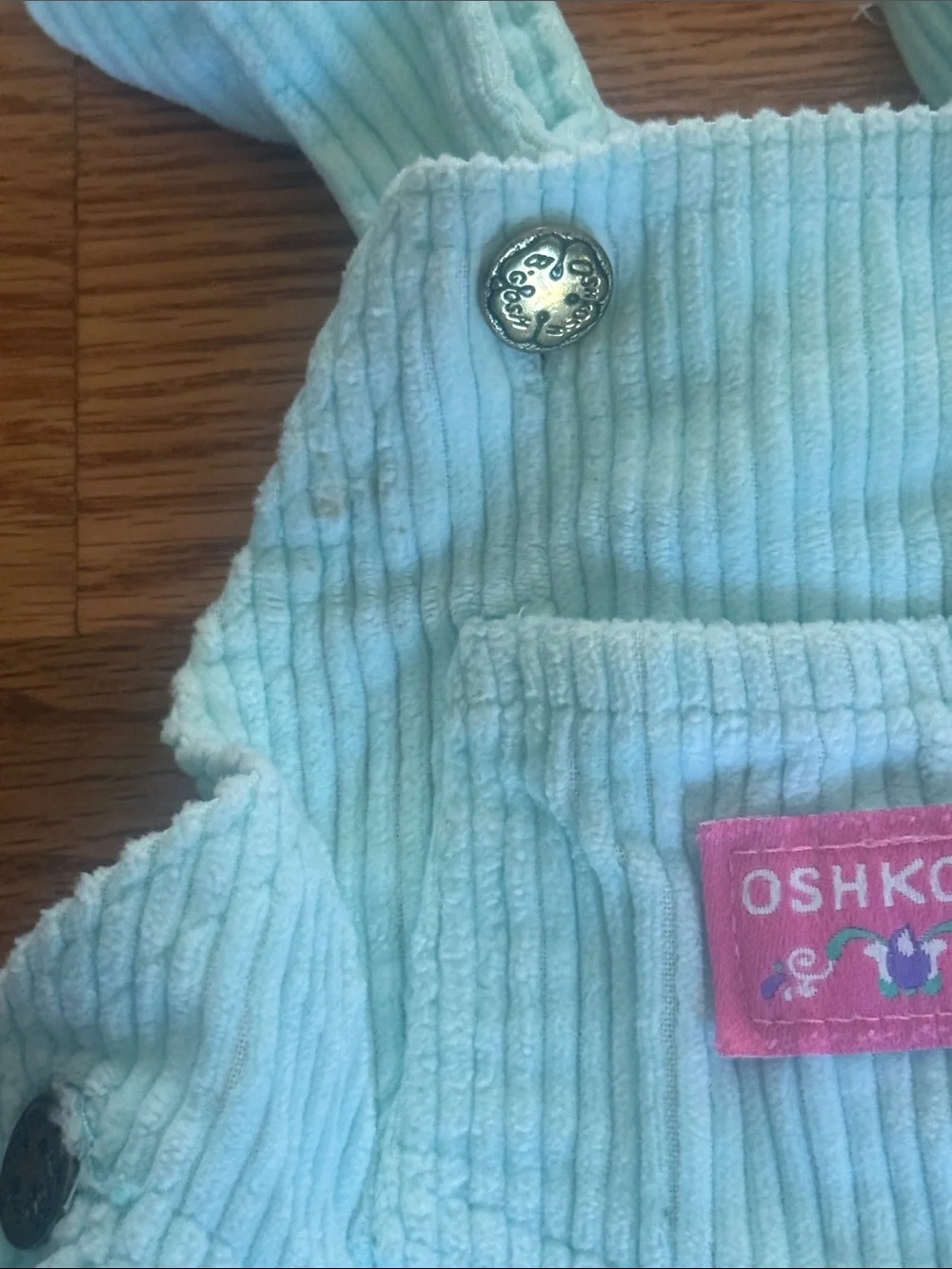 Vintage OshKosh B'gosh Mint Green Corduroy Overalls size 24 months